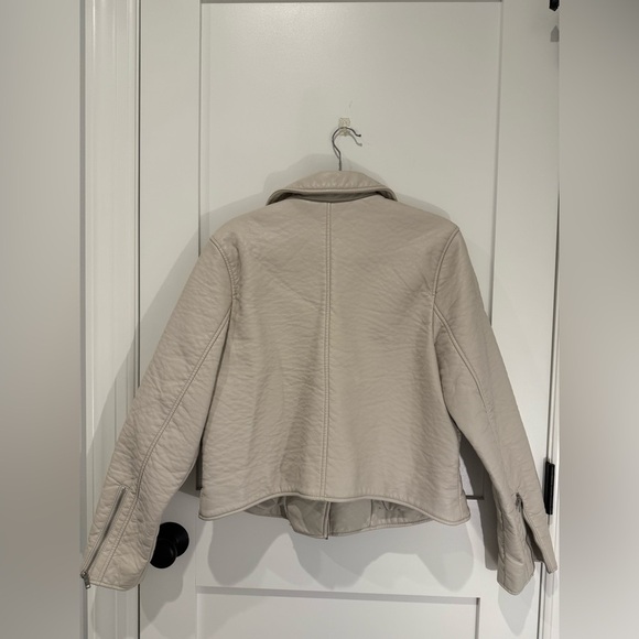 Abercrombie & Fitch Faux Leather Jacket Extra Large Beige Biker Motorcycle AF - Picture 4 of 7